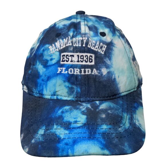 Panama City Beach Florida Strapback Hat Blue OS Adjustable Tie Dye Surf Style - Picture 1 of 8